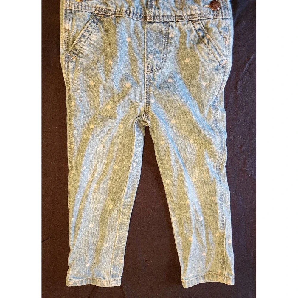 Oshkosh Overalls Girls Youth 2T Denim Bib Hearts Country Girl Rockabilly